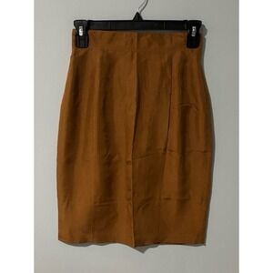 Vintage 100% Silk‎ Pencil Skirt Brown Petite 4 High Waist Lined Business Casual